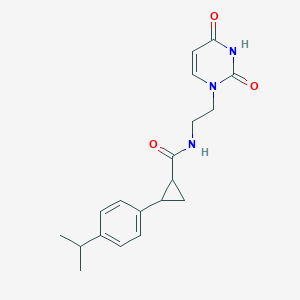molecular formula C19H23N3O3 B7101335 N-[2-(2,4-dioxopyrimidin-1-yl)ethyl]-2-(4-propan-2-ylphenyl)cyclopropane-1-carboxamide 