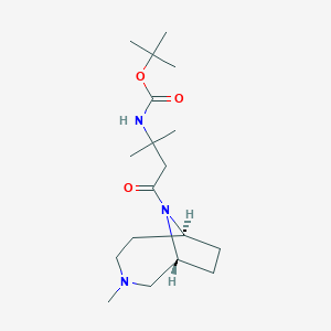 molecular formula C18H33N3O3 B7101429 tert-butyl N-[2-methyl-4-[(1R,6S)-3-methyl-3,9-diazabicyclo[4.2.1]nonan-9-yl]-4-oxobutan-2-yl]carbamate 