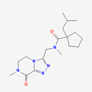 molecular formula C18H29N5O2 B7101431 N-methyl-N-[(7-methyl-8-oxo-5,6-dihydro-[1,2,4]triazolo[4,3-a]pyrazin-3-yl)methyl]-1-(2-methylpropyl)cyclopentane-1-carboxamide 
