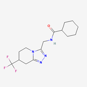 molecular formula C15H21F3N4O B7101462 N-[[7-(trifluoromethyl)-5,6,7,8-tetrahydro-[1,2,4]triazolo[4,3-a]pyridin-3-yl]methyl]cyclohexanecarboxamide 