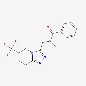 molecular formula C16H17F3N4O B7101478 N-methyl-N-[[6-(trifluoromethyl)-5,6,7,8-tetrahydro-[1,2,4]triazolo[4,3-a]pyridin-3-yl]methyl]benzamide 