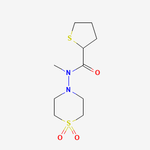 molecular formula C10H18N2O3S2 B7101506 N-(1,1-dioxo-1,4-thiazinan-4-yl)-N-methylthiolane-2-carboxamide 