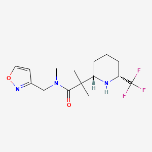 molecular formula C15H22F3N3O2 B7101546 N,2-dimethyl-N-(1,2-oxazol-3-ylmethyl)-2-[(2S,6R)-6-(trifluoromethyl)piperidin-2-yl]propanamide 