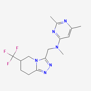 molecular formula C15H19F3N6 B7101791 N,2,6-trimethyl-N-[[6-(trifluoromethyl)-5,6,7,8-tetrahydro-[1,2,4]triazolo[4,3-a]pyridin-3-yl]methyl]pyrimidin-4-amine 