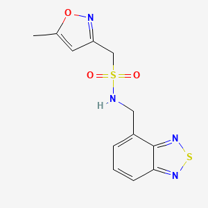 molecular formula C12H12N4O3S2 B7101868 N-(2,1,3-benzothiadiazol-4-ylmethyl)-1-(5-methyl-1,2-oxazol-3-yl)methanesulfonamide 