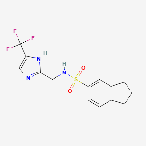 molecular formula C14H14F3N3O2S B7101907 N-[[5-(trifluoromethyl)-1H-imidazol-2-yl]methyl]-2,3-dihydro-1H-indene-5-sulfonamide 