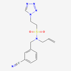 molecular formula C14H16N6O2S B7101958 N-[(3-cyanophenyl)methyl]-N-prop-2-enyl-2-(tetrazol-1-yl)ethanesulfonamide 