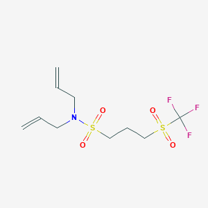 molecular formula C10H16F3NO4S2 B7102006 N,N-bis(prop-2-enyl)-3-(trifluoromethylsulfonyl)propane-1-sulfonamide 
