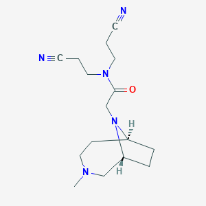molecular formula C16H25N5O B7102047 N,N-bis(2-cyanoethyl)-2-[(1R,6S)-3-methyl-3,9-diazabicyclo[4.2.1]nonan-9-yl]acetamide 