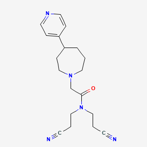 molecular formula C19H25N5O B7102056 N,N-bis(2-cyanoethyl)-2-(4-pyridin-4-ylazepan-1-yl)acetamide 