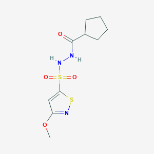 molecular formula C10H15N3O4S2 B7102256 N'-[(3-methoxy-1,2-thiazol-5-yl)sulfonyl]cyclopentanecarbohydrazide 