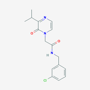 molecular formula C16H18ClN3O2 B7102268 N-[(3-chlorophenyl)methyl]-2-(2-oxo-3-propan-2-ylpyrazin-1-yl)acetamide 