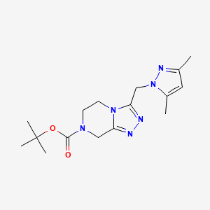 molecular formula C16H24N6O2 B7102408 tert-butyl 3-[(3,5-dimethylpyrazol-1-yl)methyl]-6,8-dihydro-5H-[1,2,4]triazolo[4,3-a]pyrazine-7-carboxylate 