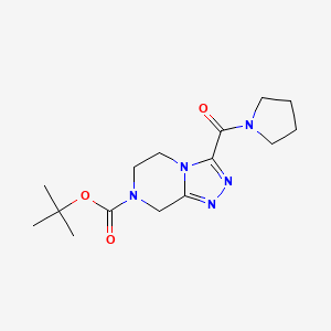 molecular formula C15H23N5O3 B7102421 tert-butyl 3-(pyrrolidine-1-carbonyl)-6,8-dihydro-5H-[1,2,4]triazolo[4,3-a]pyrazine-7-carboxylate 