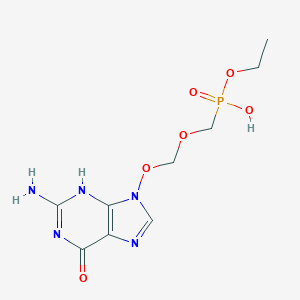 molecular formula C9H14N5O6P B071035 9-(((Ethoxyhydroxyphosphinyl)methoxy)methoxy)guanine CAS No. 159430-16-7