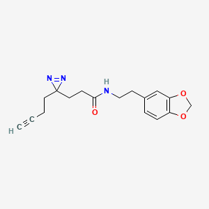 molecular formula C17H19N3O3 B7104199 N-[2-(1,3-benzodioxol-5-yl)ethyl]-3-(3-but-3-ynyldiazirin-3-yl)propanamide 