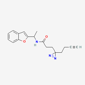 molecular formula C18H19N3O2 B7104336 N-[1-(1-benzofuran-2-yl)ethyl]-3-(3-but-3-ynyldiazirin-3-yl)propanamide 