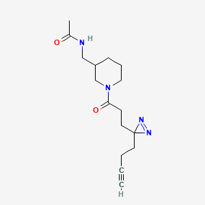 molecular formula C16H24N4O2 B7104422 N-[[1-[3-(3-but-3-ynyldiazirin-3-yl)propanoyl]piperidin-3-yl]methyl]acetamide 