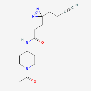 molecular formula C15H22N4O2 B7104790 N-(1-acetylpiperidin-4-yl)-3-(3-but-3-ynyldiazirin-3-yl)propanamide 