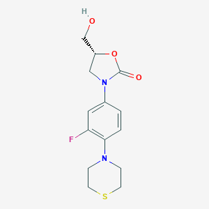 molecular formula C14H17FN2O3S B071051 (R)-3-(3-Fluoro-4-thiomorpholinophenyl)-5-(hydroxymethyl)oxazolidin-2-one CAS No. 168828-72-6