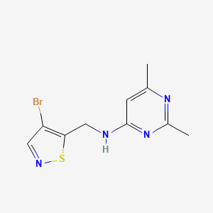 molecular formula C10H11BrN4S B7105231 N-[(4-bromo-1,2-thiazol-5-yl)methyl]-2,6-dimethylpyrimidin-4-amine 