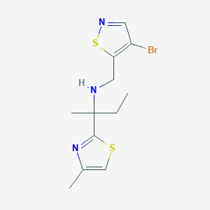 molecular formula C12H16BrN3S2 B7105264 N-[(4-bromo-1,2-thiazol-5-yl)methyl]-2-(4-methyl-1,3-thiazol-2-yl)butan-2-amine 