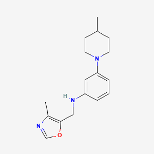 molecular formula C17H23N3O B7105265 N-[(4-methyl-1,3-oxazol-5-yl)methyl]-3-(4-methylpiperidin-1-yl)aniline 