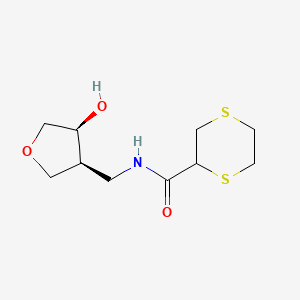 molecular formula C10H17NO3S2 B7105344 N-[[(3S,4S)-4-hydroxyoxolan-3-yl]methyl]-1,4-dithiane-2-carboxamide 