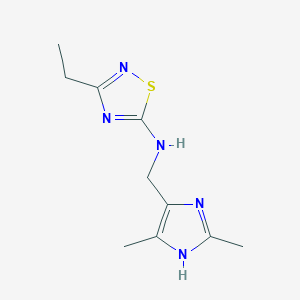 molecular formula C10H15N5S B7105401 N-[(2,5-dimethyl-1H-imidazol-4-yl)methyl]-3-ethyl-1,2,4-thiadiazol-5-amine 