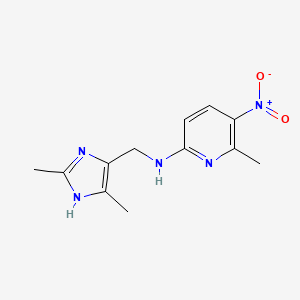 molecular formula C12H15N5O2 B7105414 N-[(2,5-dimethyl-1H-imidazol-4-yl)methyl]-6-methyl-5-nitropyridin-2-amine 