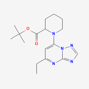 molecular formula C17H25N5O2 B7105492 Tert-butyl 1-(5-ethyl-[1,2,4]triazolo[1,5-a]pyrimidin-7-yl)piperidine-2-carboxylate 