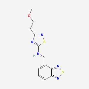 molecular formula C12H13N5OS2 B7105514 N-(2,1,3-benzothiadiazol-4-ylmethyl)-3-(2-methoxyethyl)-1,2,4-thiadiazol-5-amine 