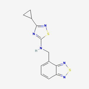 molecular formula C12H11N5S2 B7105517 N-(2,1,3-benzothiadiazol-4-ylmethyl)-3-cyclopropyl-1,2,4-thiadiazol-5-amine 