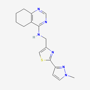 molecular formula C16H18N6S B7105683 N-[[2-(1-methylpyrazol-3-yl)-1,3-thiazol-4-yl]methyl]-5,6,7,8-tetrahydroquinazolin-4-amine 