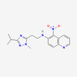 molecular formula C17H20N6O2 B7105865 N-[2-(2-methyl-5-propan-2-yl-1,2,4-triazol-3-yl)ethyl]-5-nitroquinolin-6-amine 