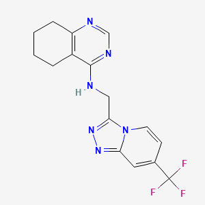 molecular formula C16H15F3N6 B7106048 N-[[7-(trifluoromethyl)-[1,2,4]triazolo[4,3-a]pyridin-3-yl]methyl]-5,6,7,8-tetrahydroquinazolin-4-amine 
