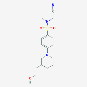 molecular formula C16H23N3O3S B7106116 N-(cyanomethyl)-4-[3-(2-hydroxyethyl)piperidin-1-yl]-N-methylbenzenesulfonamide 
