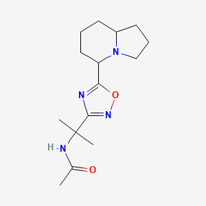 molecular formula C15H24N4O2 B7106441 N-[2-[5-(1,2,3,5,6,7,8,8a-octahydroindolizin-5-yl)-1,2,4-oxadiazol-3-yl]propan-2-yl]acetamide 