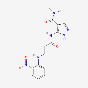 molecular formula C15H18N6O4 B7106493 N,N-dimethyl-5-[3-(2-nitroanilino)propanoylamino]-1H-pyrazole-4-carboxamide 