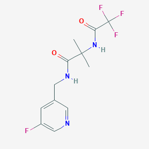 molecular formula C12H13F4N3O2 B7106534 N-[(5-fluoropyridin-3-yl)methyl]-2-methyl-2-[(2,2,2-trifluoroacetyl)amino]propanamide 