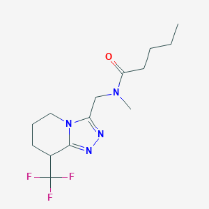 molecular formula C14H21F3N4O B7106624 N-methyl-N-[[8-(trifluoromethyl)-5,6,7,8-tetrahydro-[1,2,4]triazolo[4,3-a]pyridin-3-yl]methyl]pentanamide 
