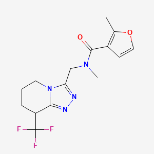 molecular formula C15H17F3N4O2 B7106633 N,2-dimethyl-N-[[8-(trifluoromethyl)-5,6,7,8-tetrahydro-[1,2,4]triazolo[4,3-a]pyridin-3-yl]methyl]furan-3-carboxamide 