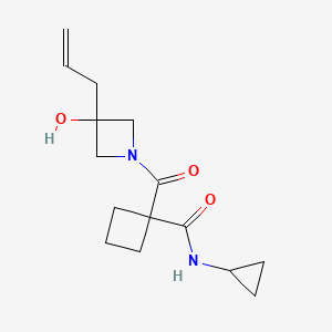 molecular formula C15H22N2O3 B7106674 N-cyclopropyl-1-(3-hydroxy-3-prop-2-enylazetidine-1-carbonyl)cyclobutane-1-carboxamide 