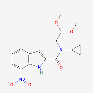 molecular formula C16H19N3O5 B7106712 N-cyclopropyl-N-(2,2-dimethoxyethyl)-7-nitro-1H-indole-2-carboxamide 