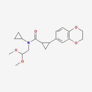 molecular formula C19H25NO5 B7106716 N-cyclopropyl-2-(2,3-dihydro-1,4-benzodioxin-6-yl)-N-(2,2-dimethoxyethyl)cyclopropane-1-carboxamide 