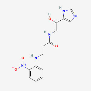 molecular formula C14H17N5O4 B7106876 N-[2-hydroxy-2-(1H-imidazol-5-yl)ethyl]-3-(2-nitroanilino)propanamide 