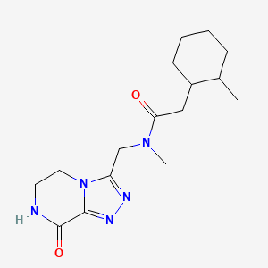 molecular formula C16H25N5O2 B7106972 N-methyl-2-(2-methylcyclohexyl)-N-[(8-oxo-6,7-dihydro-5H-[1,2,4]triazolo[4,3-a]pyrazin-3-yl)methyl]acetamide 