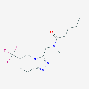 molecular formula C14H21F3N4O B7107010 N-methyl-N-[[6-(trifluoromethyl)-5,6,7,8-tetrahydro-[1,2,4]triazolo[4,3-a]pyridin-3-yl]methyl]pentanamide 