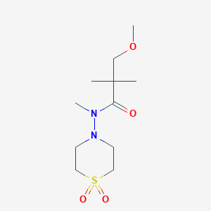 molecular formula C11H22N2O4S B7107026 N-(1,1-dioxo-1,4-thiazinan-4-yl)-3-methoxy-N,2,2-trimethylpropanamide 
