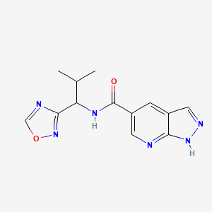 molecular formula C13H14N6O2 B7107114 N-[2-methyl-1-(1,2,4-oxadiazol-3-yl)propyl]-1H-pyrazolo[3,4-b]pyridine-5-carboxamide 
